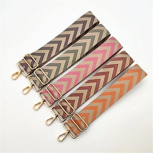 Adjustable woven replacement shoulder straps with chevron patterns and gold metal buckles