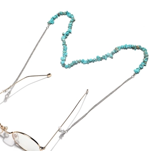 Handmade Turquoise Beaded Glasses Chain Fashion Metal Anti-Lost Eyewear Strap Holder For Women Gold Silver Plated Accessory