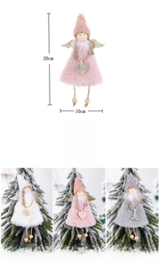 Detailed view of handmade plush Christmas tree angel ornaments with size 20cm by 10cm