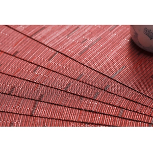 Red woven PVC placemat with bamboo pattern texture for modern dining table protection