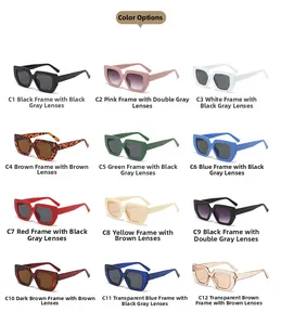 Detailed grid showing 12 color variants of trendy large square frame sunglasses