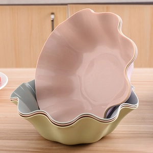 Creative lotus petal plastic fruit bowl set in macaron colors for snack storage