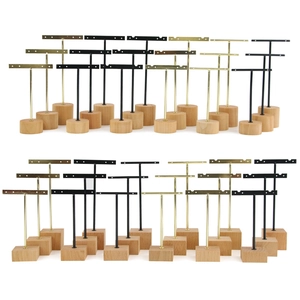 T-Bar Earring Display Stand Holder With Wood Base And Metal Rack Jewelry Organizer Countertop Storage Showcase