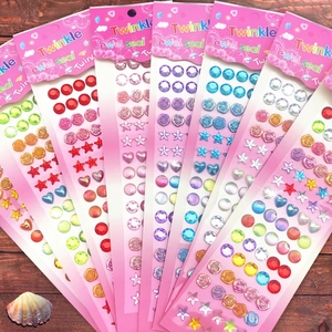 Colorful DIY crystal jewel stickers set with heart and star shapes for craft decoration