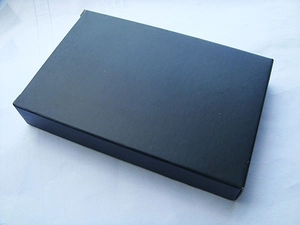 Minimalist black rectangle paper gift box with textured finish for metal wallet packaging