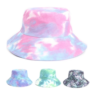 Cappello Da Pescatore Tie Dye Cotone Poliestere Protezione Solare Tesa Larga Corda Antivento Regolabile Hip Hop