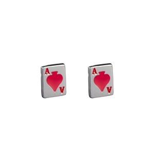 Titanium Steel Poker Card Ace Stud Earrings Hip Hop Street Style Personalized Jewelry For Men Women