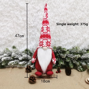 Christmas gnome ornament detailed view with 47cm height and 18cm width measurements