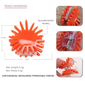 Orange sun flower cellulose acetate hair claw clip 2.3x2cm for small side sections
