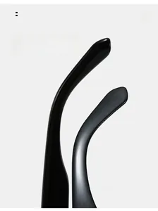 Detail shot of the ergonomic nose pads on lightweight black oversized sunglasses
