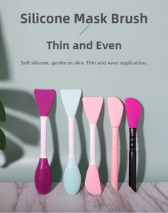 Set of 5 dual-ended silicone face mask brushes in various colors for skincare