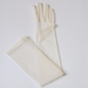 Elegante 70cm elfenbeinfarbene Tüllhandschuhe für die Braut im minimalistischen Design