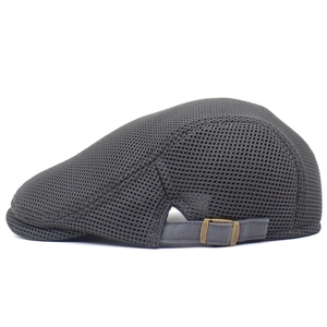 Breathable grey mesh ivy cap for men featuring adjustable metal buckle for outdoor sun protection