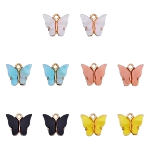 Colorful acrylic butterfly pendants with gold metal frames for DIY jewelry making