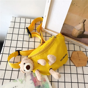 Sac De Poitrine En Toile Avec Ours En Peluche Pour Femme Sacoche Banane Mode Street Style Étudiant