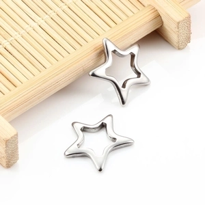 Minimalist silver stainless steel hollow star pendants for DIY jewelry making