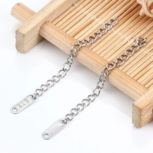 Adjustable K18 silver stainless steel extension tail chains for DIY jewelry making