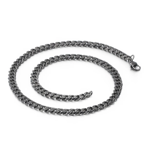 Retro 304 stainless steel Cuban chain necklace for men in vintage silver finish