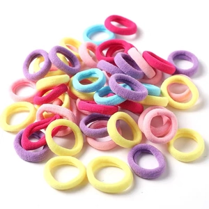 Seamless elastic nylon hair ties in various macaron colors for kids and women