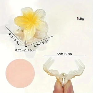4cm candy-colored frangipani flower hair claw clip with gradient petals and yellow center