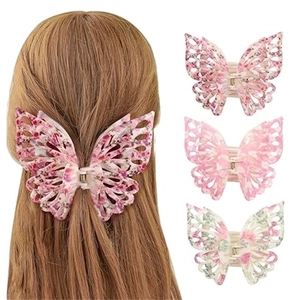 Butterfly Hair Claw Clips Large Hollow Out Floral Marble Pattern Acetate Resin Hairpins For Women Girls Elegant Hair Accessories