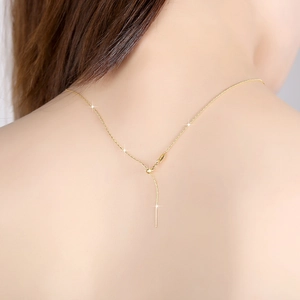 Adjustable S925 sterling silver box chain with needle end for threading pearls and beads