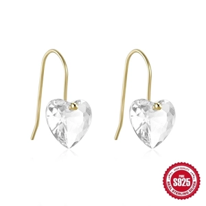 S925 Sterling Silver Heart Zirconia Hook Earrings Minimalist Dangle Earrings For Women Fashion Jewelry Gift Gold Silver