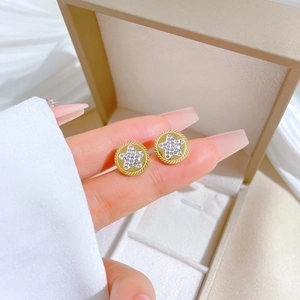 Titanium Steel Stud Earrings Gold Plated Round Star Geometric Minimalist Zirconia For Women Trendy Jewelry