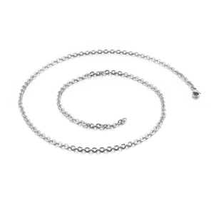 Polished silver stainless steel O-chain necklace for men and women with lobster clasp