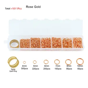 Rose gold DIY jewelry kit with over 1011 pieces including various sized jump rings