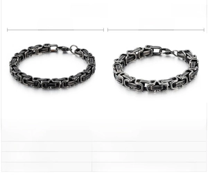 Detailed size chart for vintage stainless steel chain bracelets in 6mm and 8mm widths