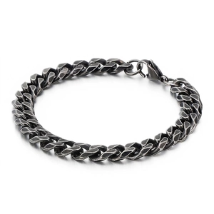 Men Vintage Cuban Link Bracelet Stainless Steel Retro Punk Hip Hop Gothic Curb Chain Polished Jewelry Accessory