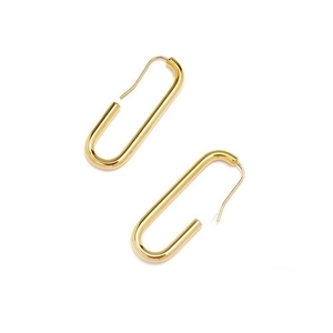 Minimalist gold-plated brass oval U-shaped hoop earrings on a clean white background