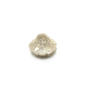 Minimalist shell-shaped cellulose acetate hair claw clip in pearlescent cream white