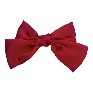 Elegant deep red satin oversized bow hair clip with high-quality silk texture for women