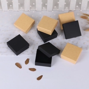 Vintage Kraft Paper Jewelry Box Square Ring Earring Necklace Packaging Gift Box Retro Minimalist Jewelry Storage Case Display Box
