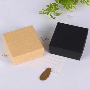 European vintage square kraft and black cardboard jewelry boxes for rings and earrings