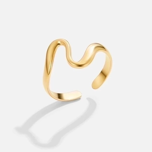Western Fashion Snake Irregular Geometric Open Ring Women Copper Gold Plated Minimalist Adjustable Jewelry Accessory