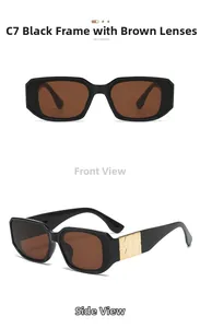 Détails de lunettes de soleil vintage avec branches larges et décor logo MN doré