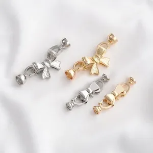 Κούμπωμα φιόγκος 14K για DIY μαργαριταρένια κολιέ σε χρυσό και ασημί χρώμα