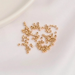Golden 14K gold plated cylindrical tube beads for DIY jewelry making and handmade crafts