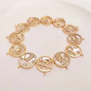Ζώδια μενταγιόν 14K χρυσό με φίλντισι και ζιργκόν για χειροποίητα κολιέ DIY