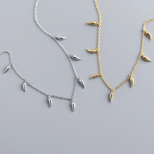 Halskette Aus 925 Sterling Silber Mit Mehreren Fangzähnen Elegante Schlüsselbeinkette Minimalistischer Modeschmuck Für Damen