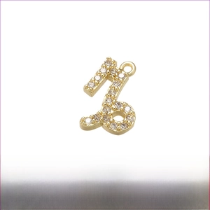 Macro-opname van de vergulde koperen dierenriemhanger met micro-pave 7x10mm