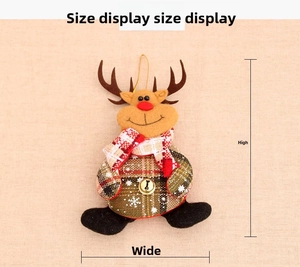 Detailed size display of reindeer Christmas hanging ornament with bell and scarf