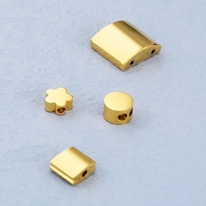Golden stainless steel geometric flower spacer beads and jewelry charms for DIY bracelets