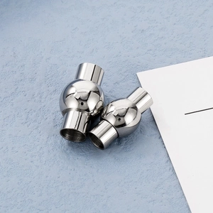 Polished silver stainless steel magnetic clasp connectors for DIY jewelry making
