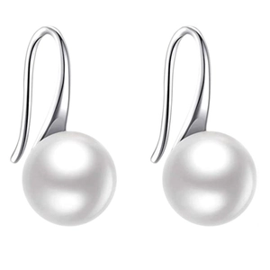 Elegant pair of S925 sterling silver pearl earrings with high heel style hooks