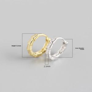 Dettagli degli orecchini a cerchio in argento S925 a scaglie, altezza 12,1mm e diametro 9,4mm