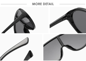 Detail view of reinforced hinges and smooth temples on these Y2K oversized sunglasses
